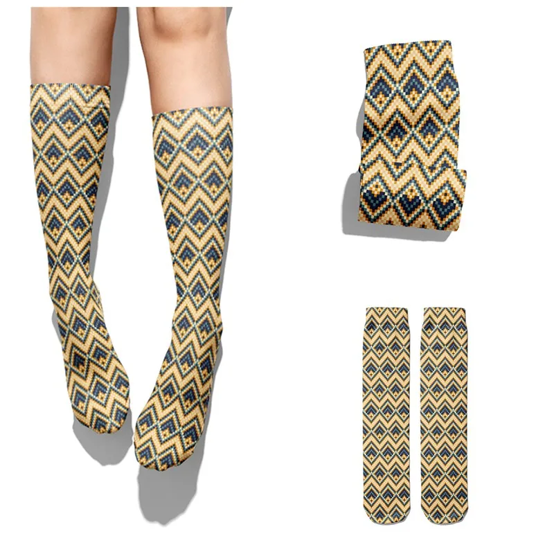 New Bohemian Bead Pattern Ladies Socks Funny Women Fashion Harajuku Colorful Socks Female Spring Cotton Long Hipster Sox