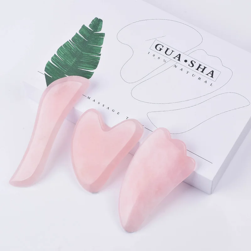 

Natural Rose Quartz Gua Sha Tool Massage Head Neck Crystal Stone Face Massager Mineral Skin Care Beauty Health Scraper