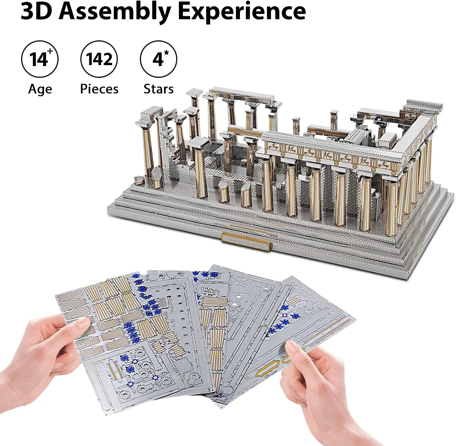 Microworld 3D Metal Puzzle Games Temple of Athena Modele budowlane Zestawy DIY Laser Cut Jigsaw Zabawki Prezenty świąteczne dla nastolatków Dorosły