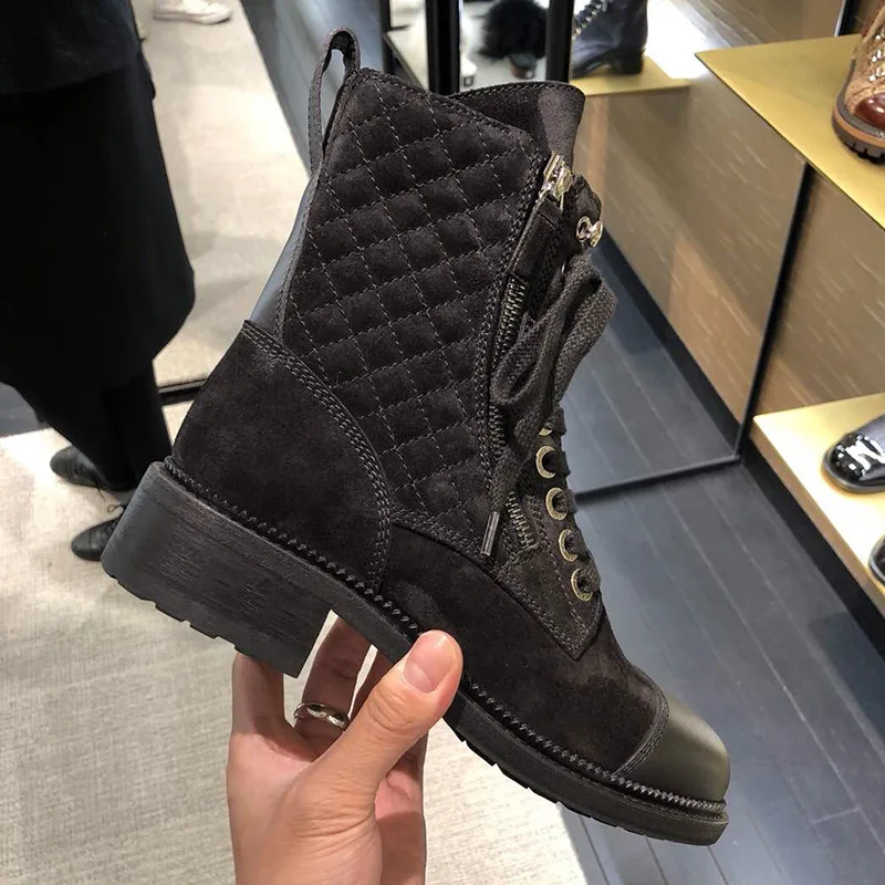 Luxury Design Winter Boots Women Black Suede Leather Ankle Boots Warm Shoes Woman 2023 Cross-tied Botas Mujer Brand Knight Boots