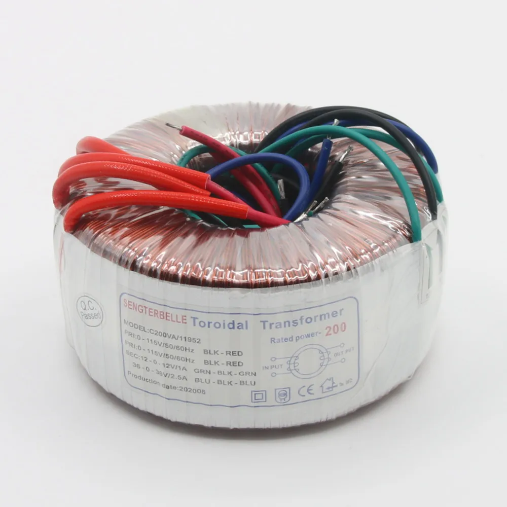 200W (200VA) Sound Amplifier Power Transformer 36V*2+12V*2 Pure Copper Toroidal Transformer PSU