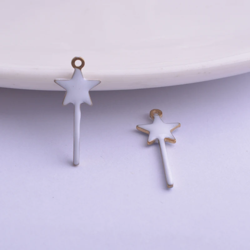 30 Stück 8*20mm Kupfer-Stern-Emaille-Anhänger Sternanhänger DIY Schmuck Halsketten Herstellung – Detail 3