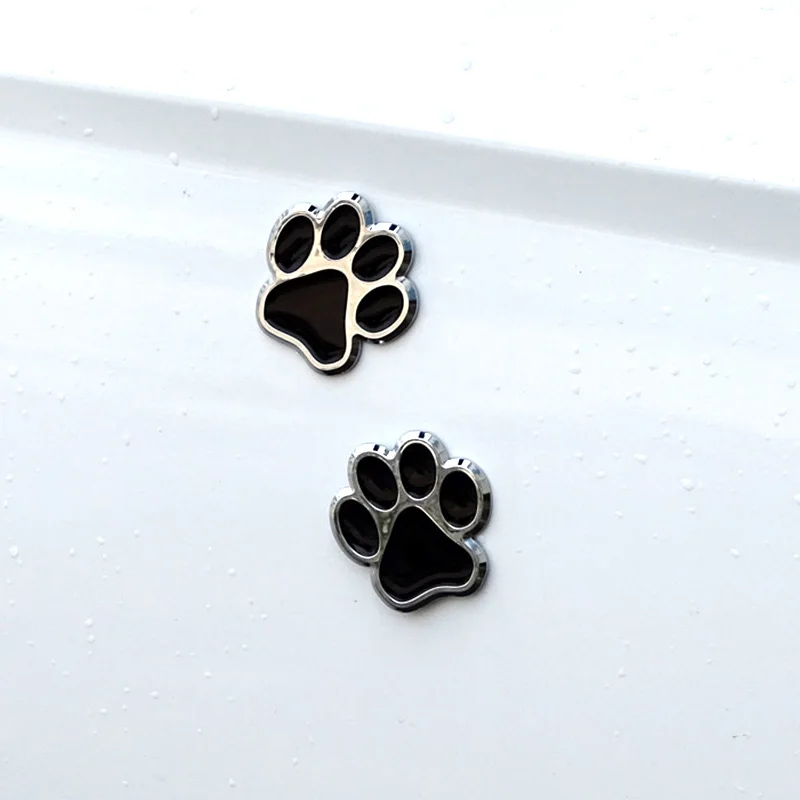 3D Pink Black Animal Dog Cat Paw Chrome Emblem Badge Decal Sticker For Car Truck Bike Rear Trunk Side Fender