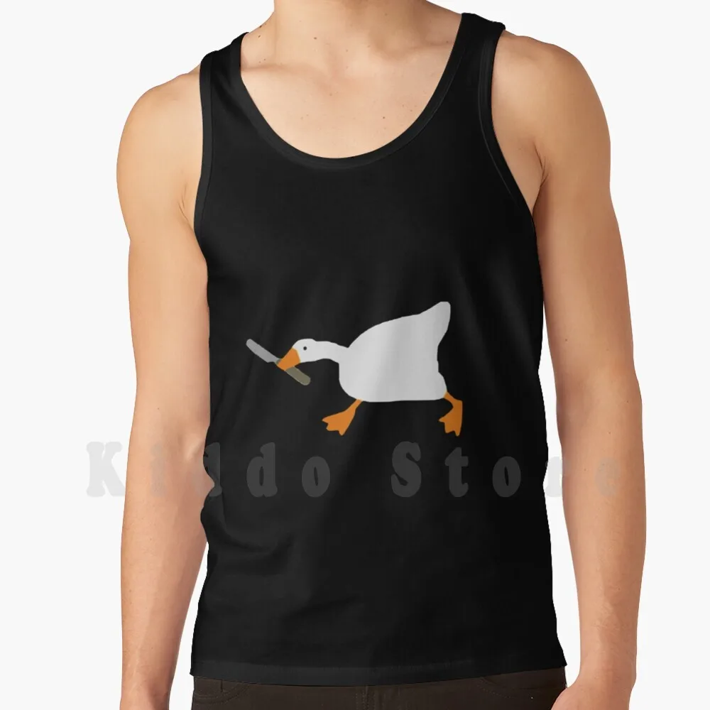 Untitled Goose Knife Shenanigans Tank Tops Vest 100% Cotton Untitled Goose Game Tricky Goose Duck Swan Indie Game Icon