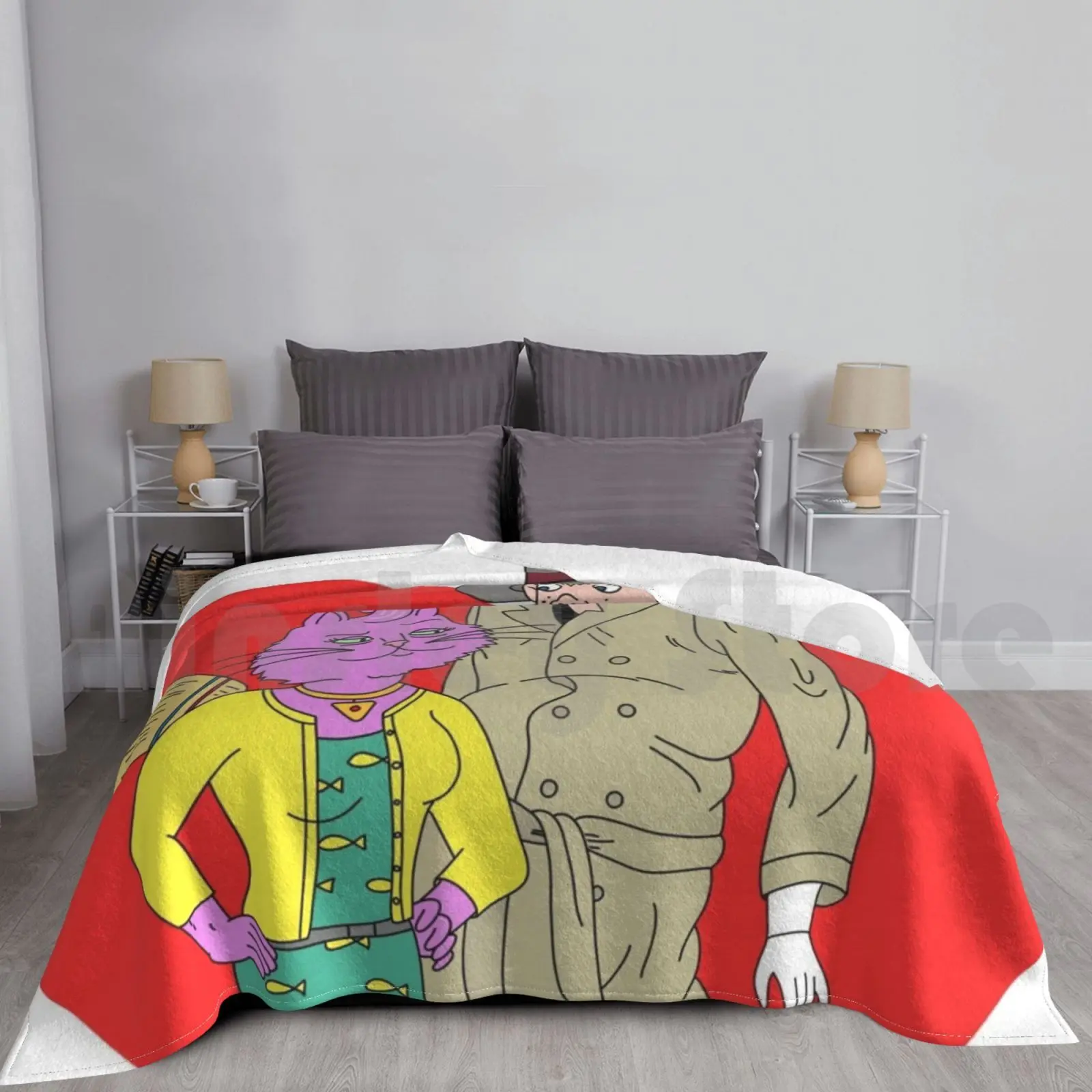 Princess Carolyn ? ? Vincent Adultman Blanket For Sofa Bed Travel Bojack Horse Three Kids In A Trenchcoat Netflix