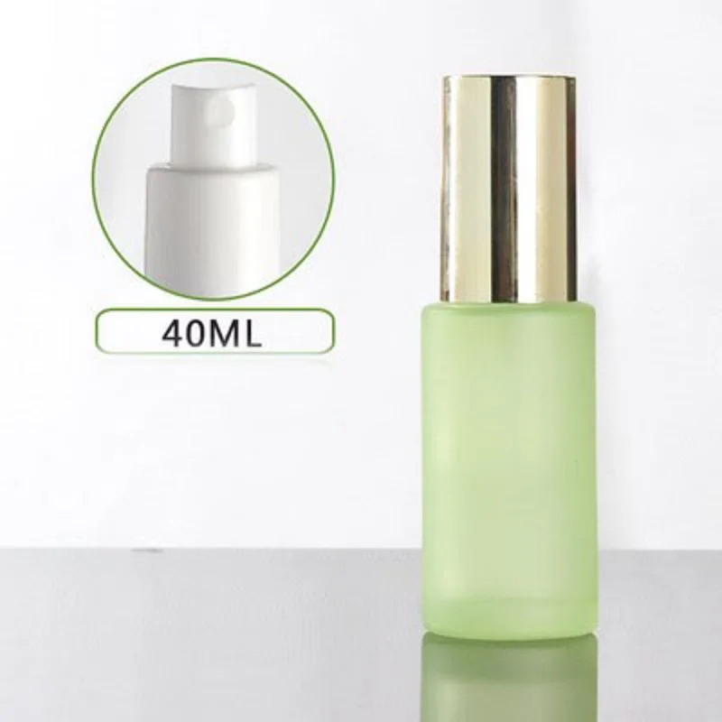 40ml frosted/green/blue/white glass bottle shiny gold lid for serum/lotion/emulsion/foundation/gel skin care cosmetic packing