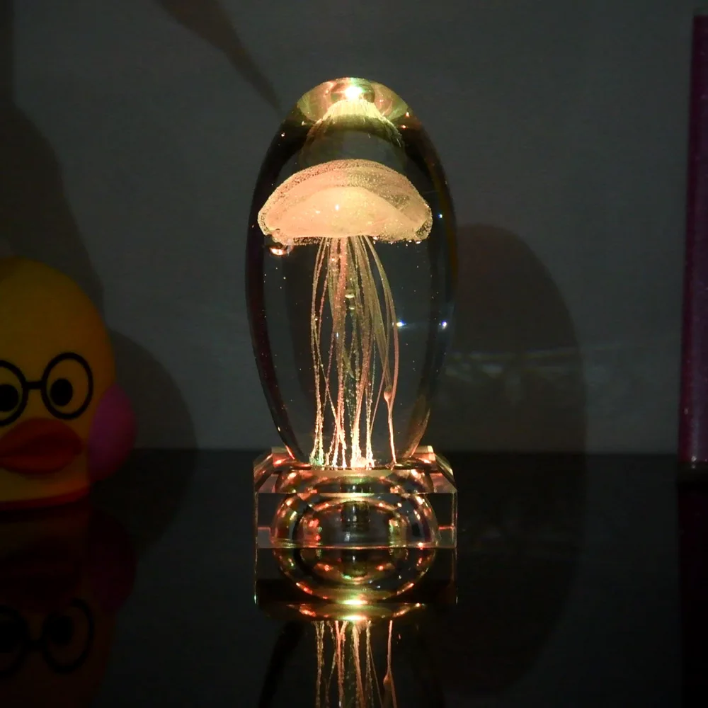 Newest Creative Gifts Jellyfish Model 3D LED Multicolor Lighting Lamp Crystal Table Lamp For Holiday Room Decoration Night Light