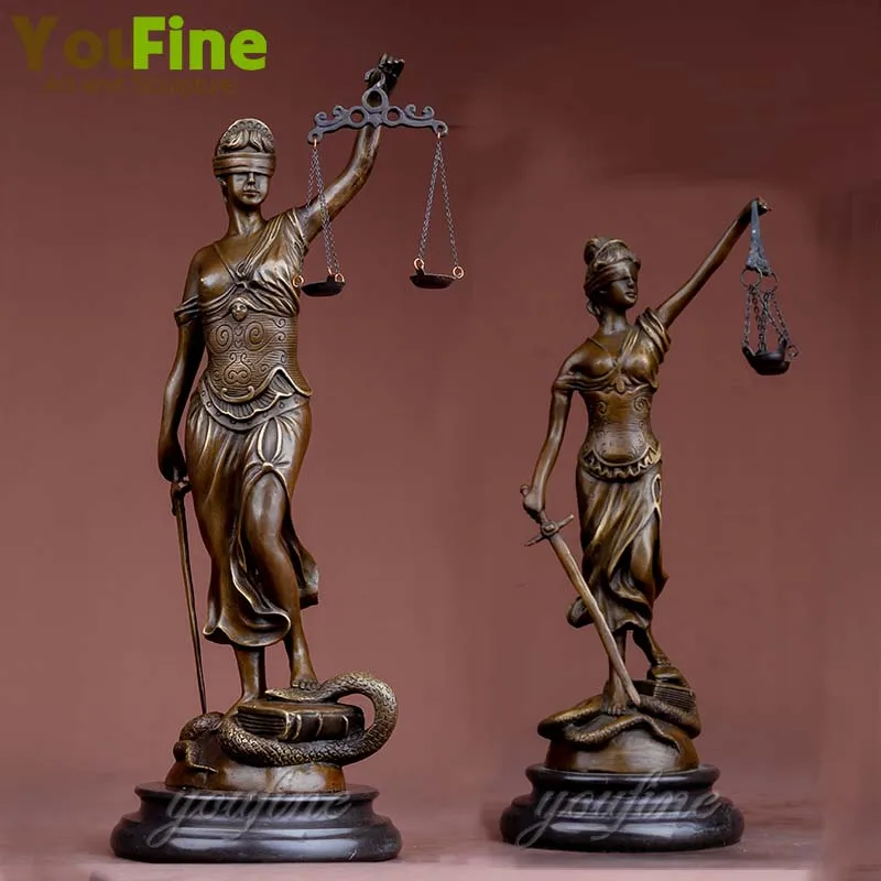 Bronze Lady Justice Statue Mytthology Goddess Of Bronze Blind Justice Sculpture For Home Indoor Decor Lawyer Office Ornament