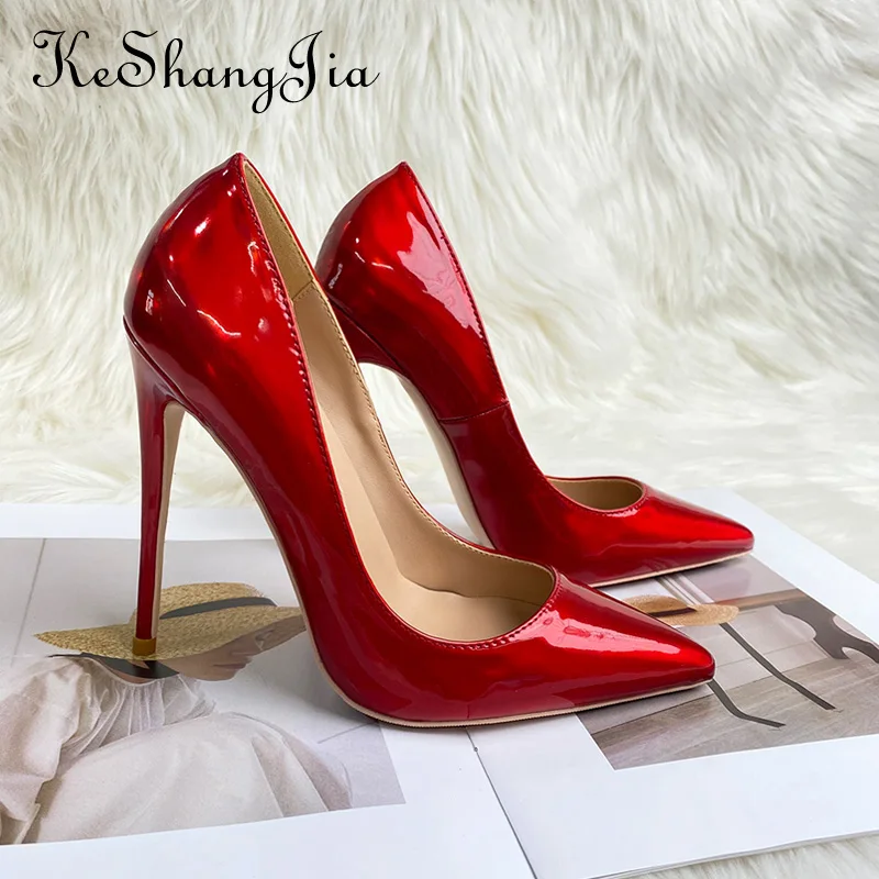 

Keshangjia Ms jing point 12 cm high heels and sexy red heel peep-toe party dress evening dress shoes 33 to 45 yards