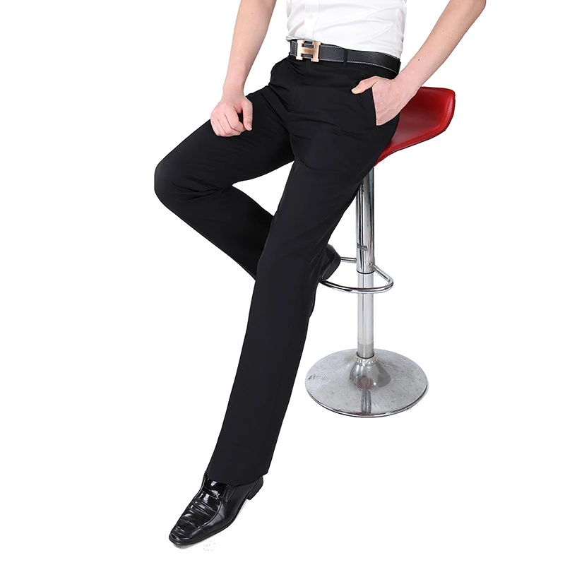 Pantalones de vestir de seda para hombre, pantalón Formal de oficina o reunión Social, traje de negocios para primavera y boda, color negro, talla