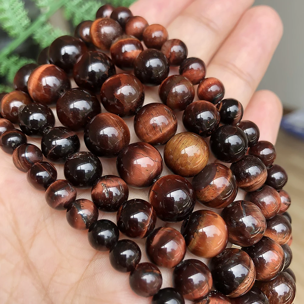 wholesale Natural Stone Beads Red Tiger Eye Round Loose Beads For Jewelry Making 15.5\