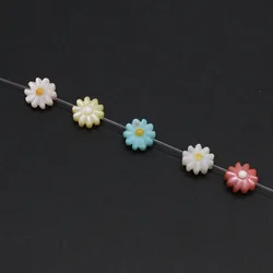 Natural Mother of Pearl Shells Beads Sunflower Loose Bead Charm For Jewelry Making DIY Crafts Bracelet Necklace Accessories 5pcs