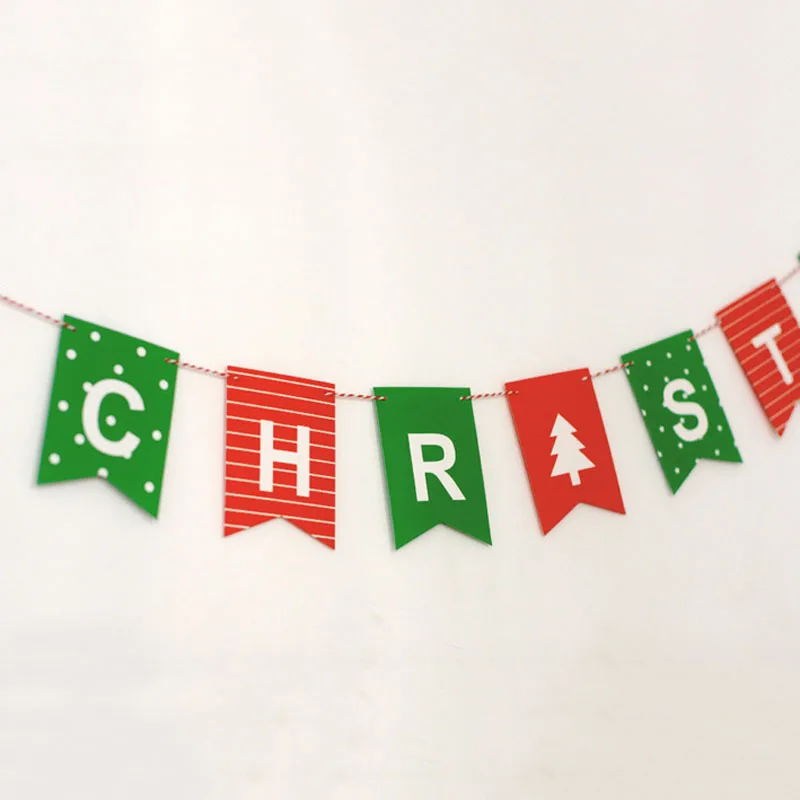 100% Brand New and High Quality Merry Christmas Bunting Garland Banner Hanging Flag Shop Home XMAS Party Decor SAL99