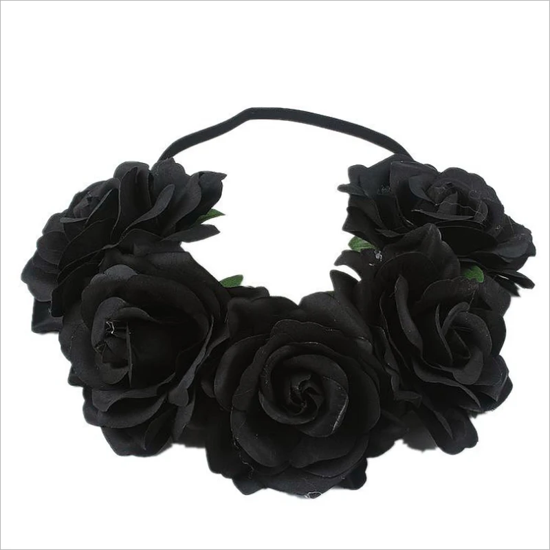 Explosive European and American bridal holiday wreath 5 artificial rose flower headband Carnival party party headwear women