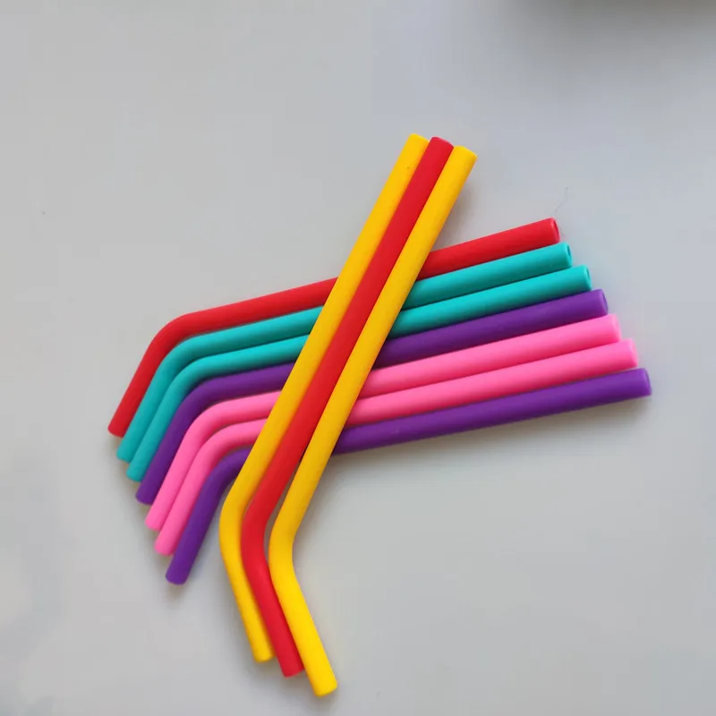 10pcs/lot Reusable Silicone Straws Food Grade Silicone Flexible Bent Straight Drinking Straws Party Bar Accessory XB 008