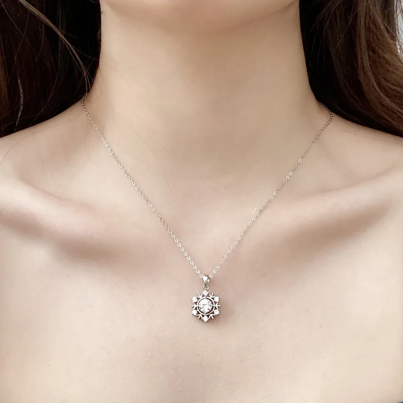 925 Sterling Silver Necklace 1 Carat Moissanite Pendant Free Clavicle Chain All-match Jewelry