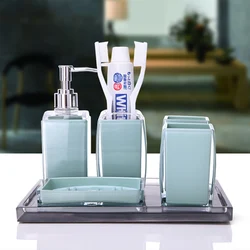 Acrylic 5 set bathroom accessories set soap bottle mouth cup soap dish cup toothbrush holder case ball boy householy