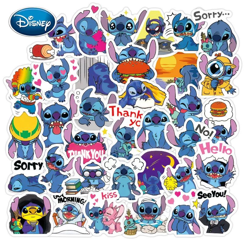 50pcs  Disney Stitch Cartoon Interstellar Baby Stitch Sticker Car Sticker Luggage Sticker Trolley Waterproof Graffiti Sticker