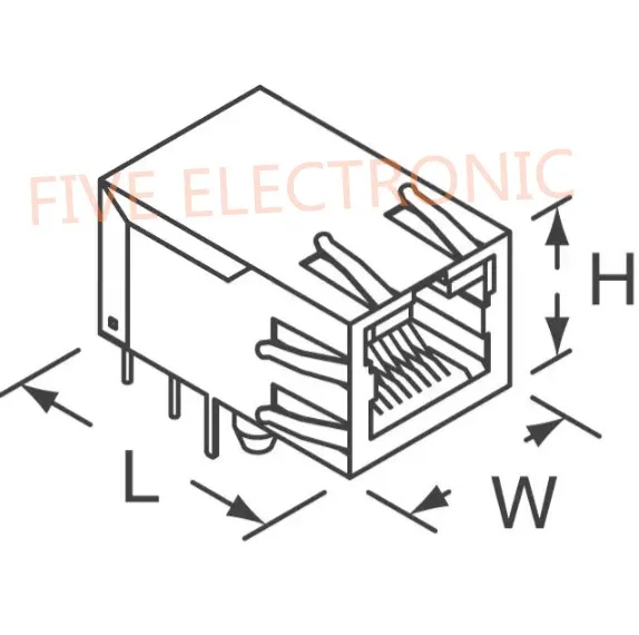 JP011821U 1 Port RJ45 Magjack Connector Through Hole 10/100 Base-TX, AutoMDIX JP011821UNL