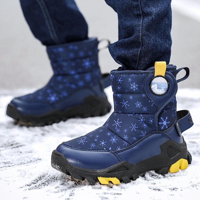 

Winter Kids Boots 3-15 Children Casual Shoes Keep-warm Waterproof Snow Boots Plush Non-slip Boys Boots Outdoor Sport Soft Shoes