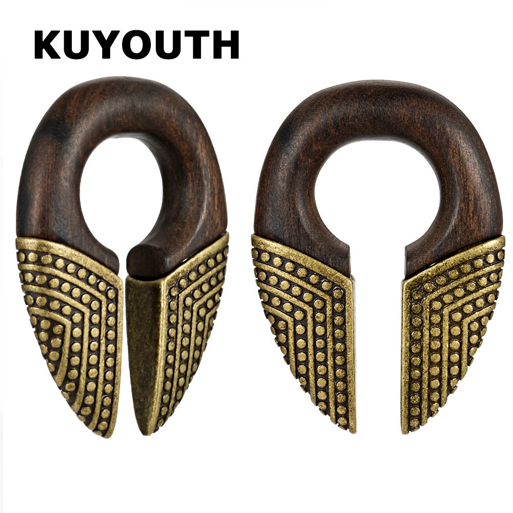 KUYOUTH Wood Bronze Ear Weight Expanders Body Jewelry Earring Gauges Stretchers 2PCS