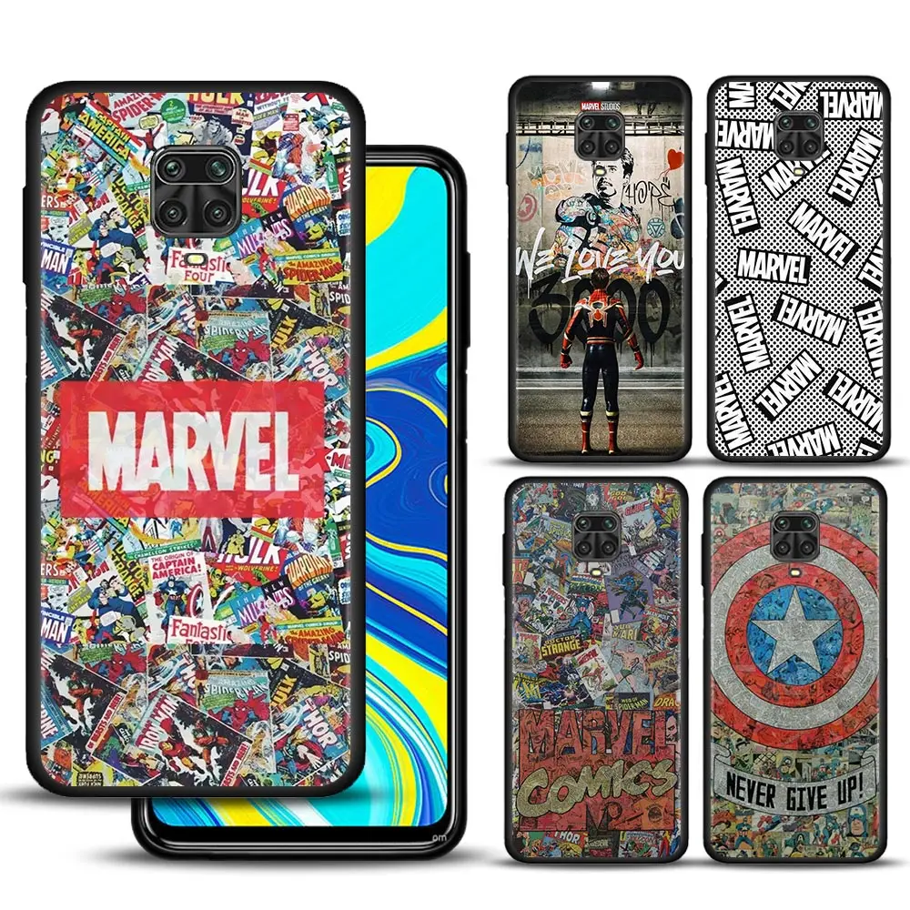 Cover For Redmi 9 8 9C 9A 8A 7A Shell Soft Case for Redmi Note 11 9 8 10 Pro 7 9T 8T 9S 10 Marvel Logo Avengers Heros