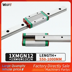 12mm Linear Guide MGN12  550 600 650 700 750 800 850 900 950 1000  mm Linear Rail + MGN12H or MGN12C Block 3d Printer CNC