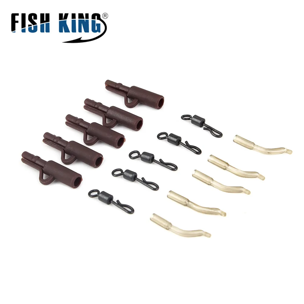 FISH KING 10-50PCS Carp Fishing Accessories Rolling Swivel Connector With Rubber Anti Tangle Sleeves Hook For Rigs Tackle