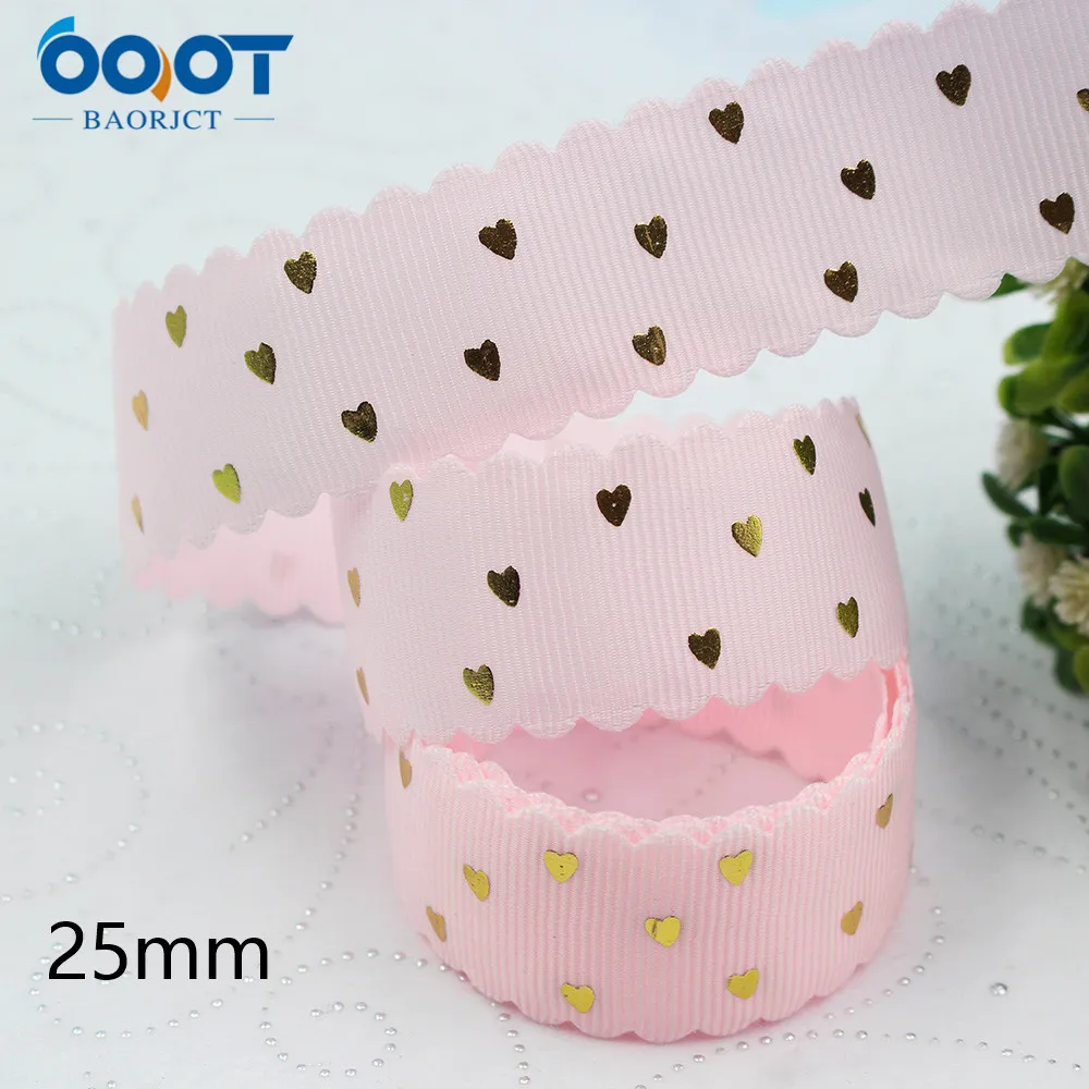 L-20602-463,25mm,10yards Solid color Love Bilateral flower hot stamping grosgrain Ribbons,bow cap DIY Gift wrap decorations