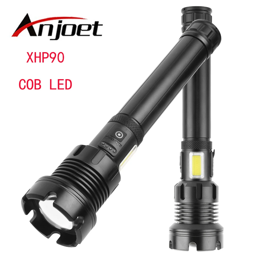 

Anjoet XHP90.3 Most Powerful LED Flashlight 18650 26650 USB Rechargeable Tactical Flashlights XHP90 COB LED Lantern Hunting Lamp