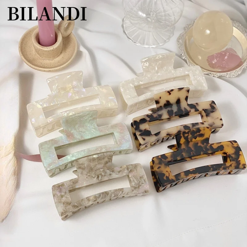 Bilandi-Pinza de pelo con estampado de leopardo para mujer y niña, pasador de pelo de acetato grande, pasador de cangrejo, accesorios para el cabello