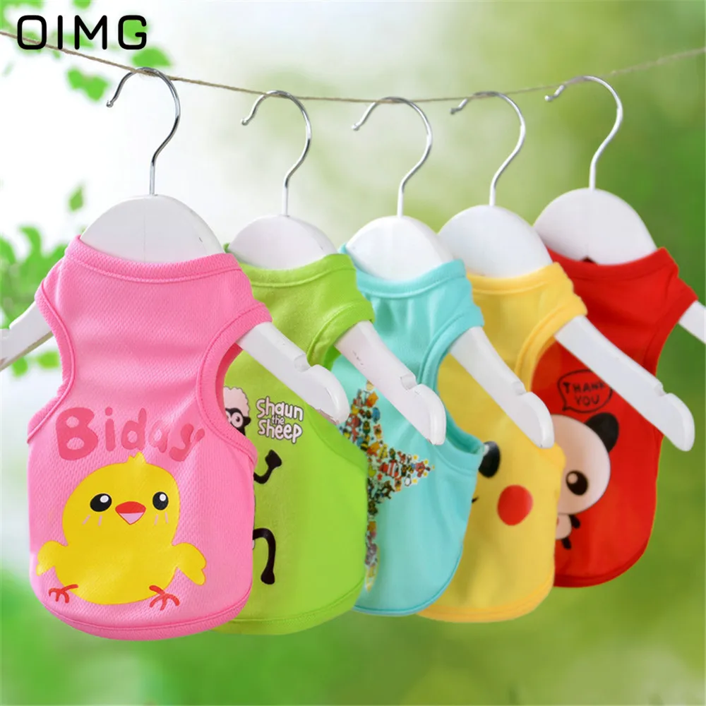 OIMG Cartoon Pet Dog Clothes Chihuahua Spitz Bichon Summer Breathable Cat Dog T-shirt For Small Dog Cute Handsome Puupy Tank Top