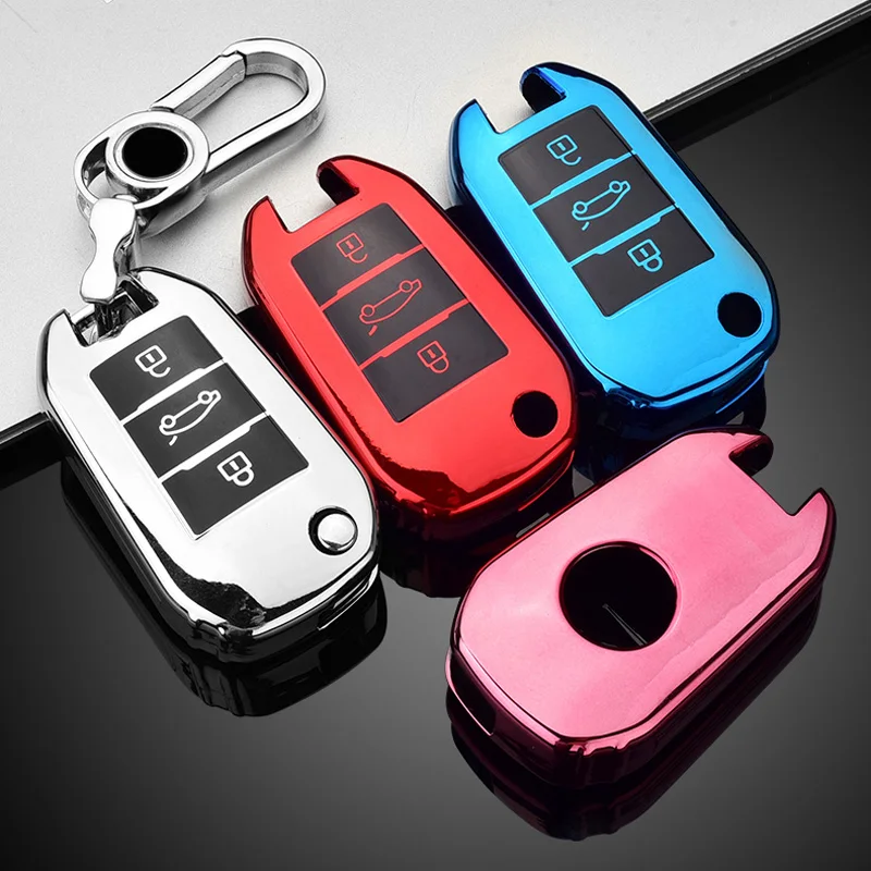 TPU obudowa kluczyka do samochodu pokrywa dla Peugeot 3008 208 308 508 408 2008 307 4008 dla Citroen C4 C4L kaktus C3 C6 C8 3 przycisk kluczyk Flip