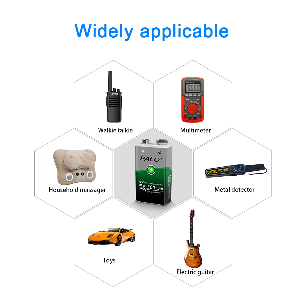 9V 300MAh Ni-MH 6F22 Pin Sạc Pin Vuông 9V Cho Đồ Chơi Điều Khiển Từ Xa KTV Đồng Hồ Đo Vạn Năng Micro