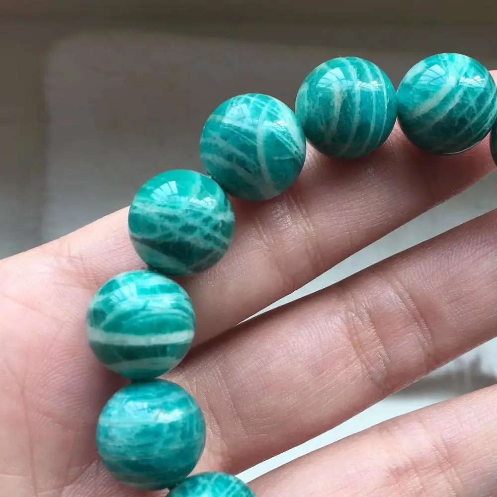 Natural Green Amazonite Beads Bracelet Women Men 8mm 9mm 10mm 11mm 12mm Stretch Round Beads Amazonite Jewelry AAAAAA