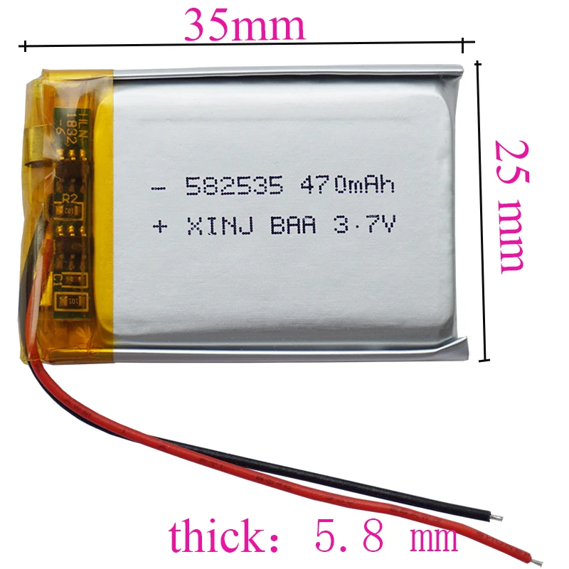 3,7 V 470 mAh 1,74 Wh oplaadbare polymeer Li-lithiumbatterij Lipo-cellen 582535   Voor GPS MP4 LED-muziekspeler DVC Camera DashCam