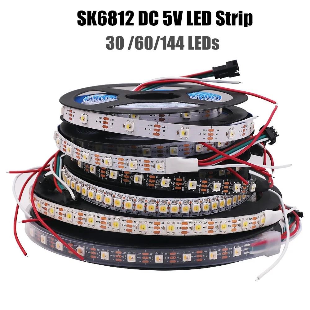 

DC 5V SK6812 RGBW RGBCW RGBNW WWA Led Strip 4 in 1 Similar WS2812B 30 60 144 LEDs Individual Addressable Led Light 1m 2m 5m