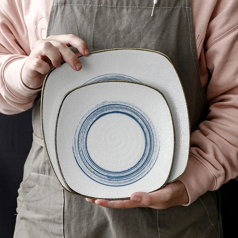 

LingAo японская простая стильная матовая керамическая тарелка для макарон, блюдо для фруктовых стейков