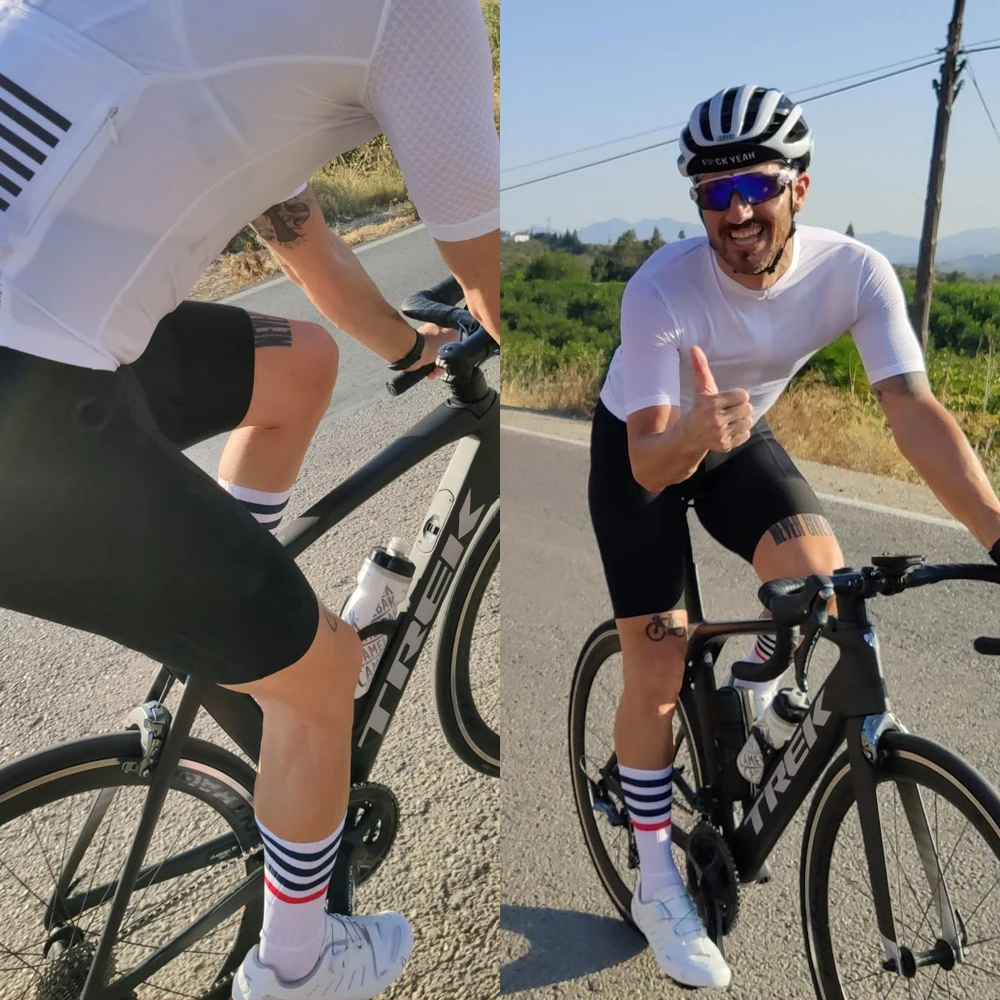 Ykywbike Anti-Rutsch-Silikon Aero Socken White line Rad socken Männer Fahrrad Sport Laufrad Socken