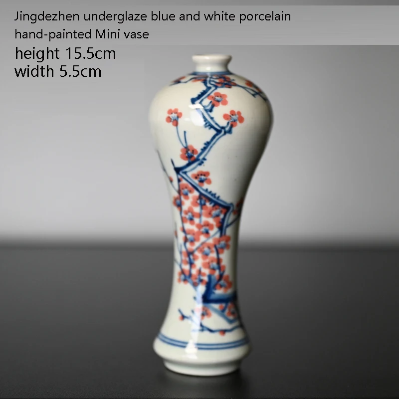 Jingdezhen Underglazed Blue And White Porcelain Hand-painted Mini Vase Water Cultured Floret Chinese Antique Decorative Ornament