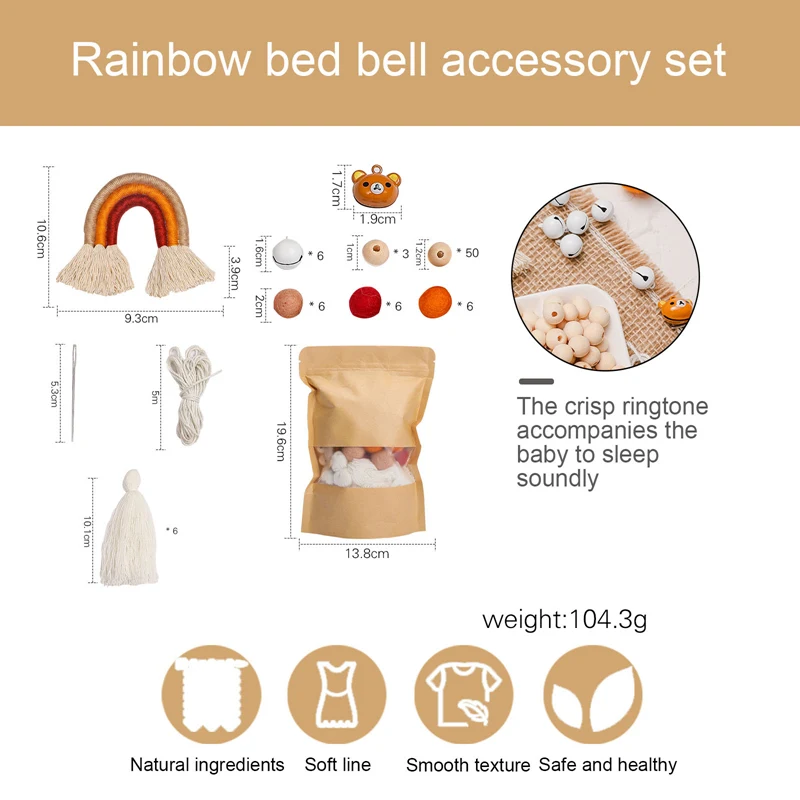 Bopoobo Baby Bed Bell Set DIY Handmade Toys Rainbow Bear Bell Exercise Children Hands-on Ability Kid Room Fecoration Baby Gift