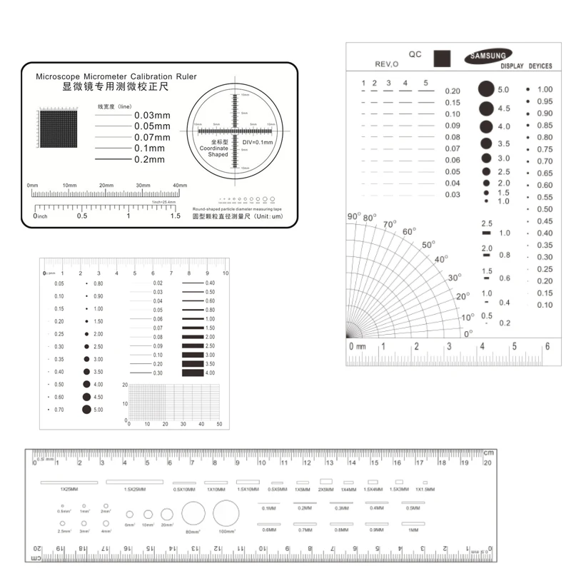 Soft Ruler Microscope Micrometer Calibration Slide Line Width Particle Diameter Measurement Tool Caliper Film Point Gauge