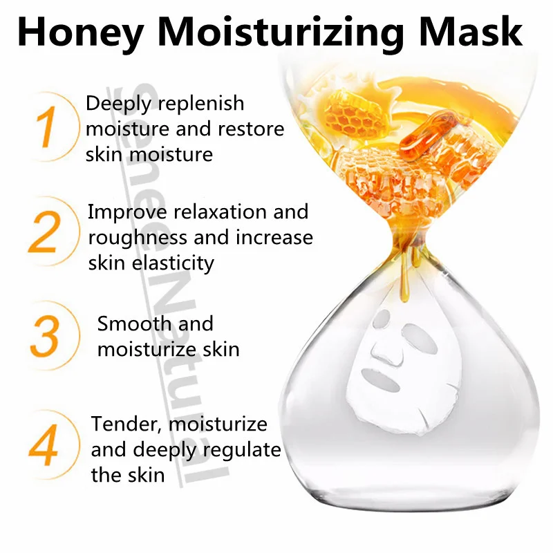 

Tightening Mask Sheet Natural Honey Moisturizing Mask Deep Replenishment Shrinking Pores Oil Control Repairing 10pcs 30ml/pc