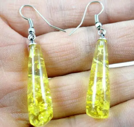 fashion Natural  Precious Modernist TEARDROP GOLDEN HONEY Amber Water droplets earring pendant Jewelry making earring A15