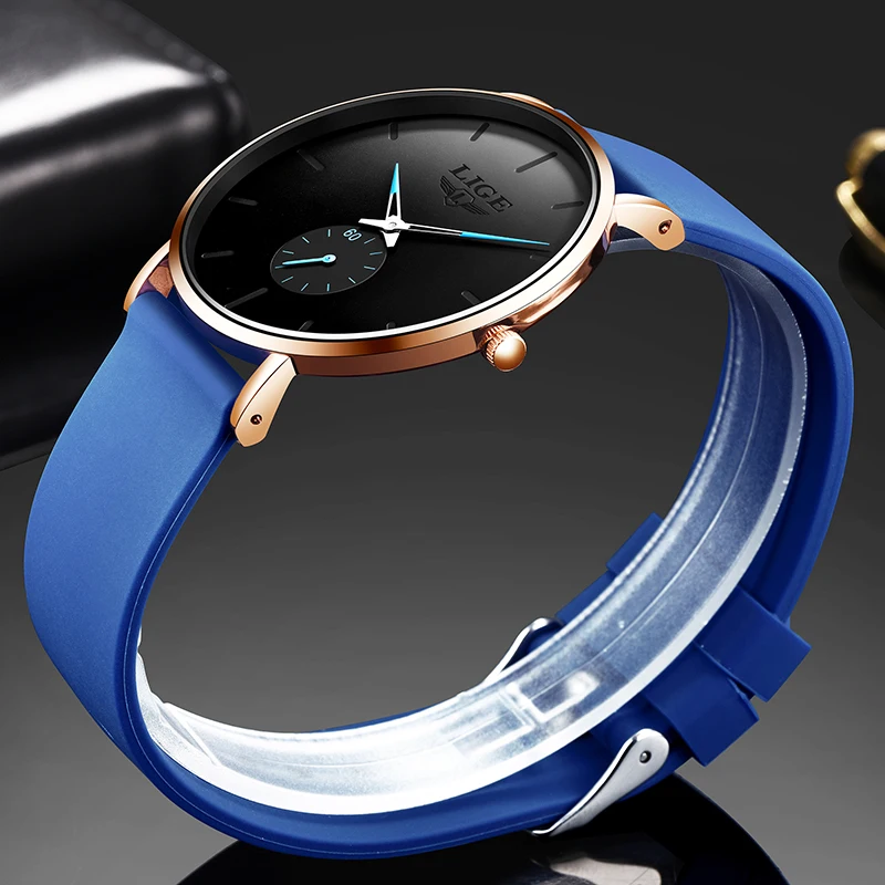 LIGE-reloj de cuarzo de oro rosa para mujer, nuevo accesorio de marca superior de lujo, pulsera femenina, de negocios