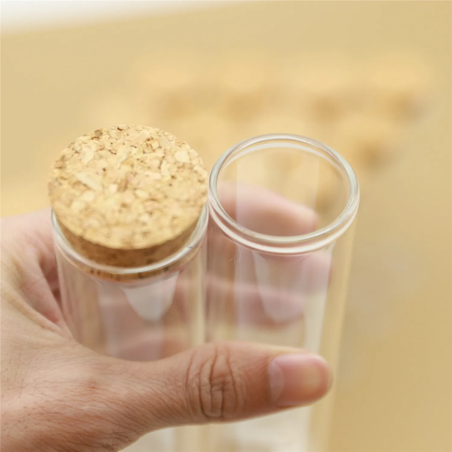 6 Pieces 37*120mm 100ml Corks Glass Bottles Stopper Test Tube Jar Container Diy Glass Spice storage bottles & jars Containers