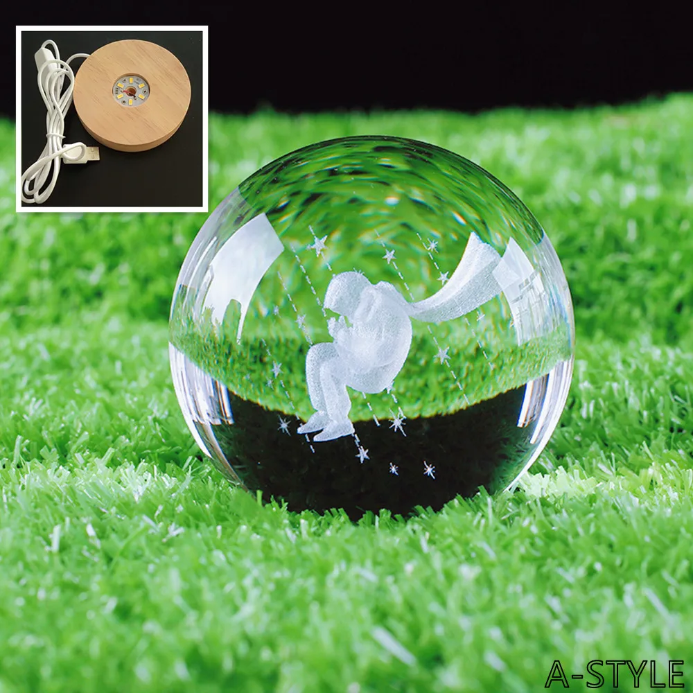 New Model With LEDLight Laser Engraving 3D Model K9 Crystal Glass Ball Jewelry Home Office Front Desk Shop Furnishings As Gifts