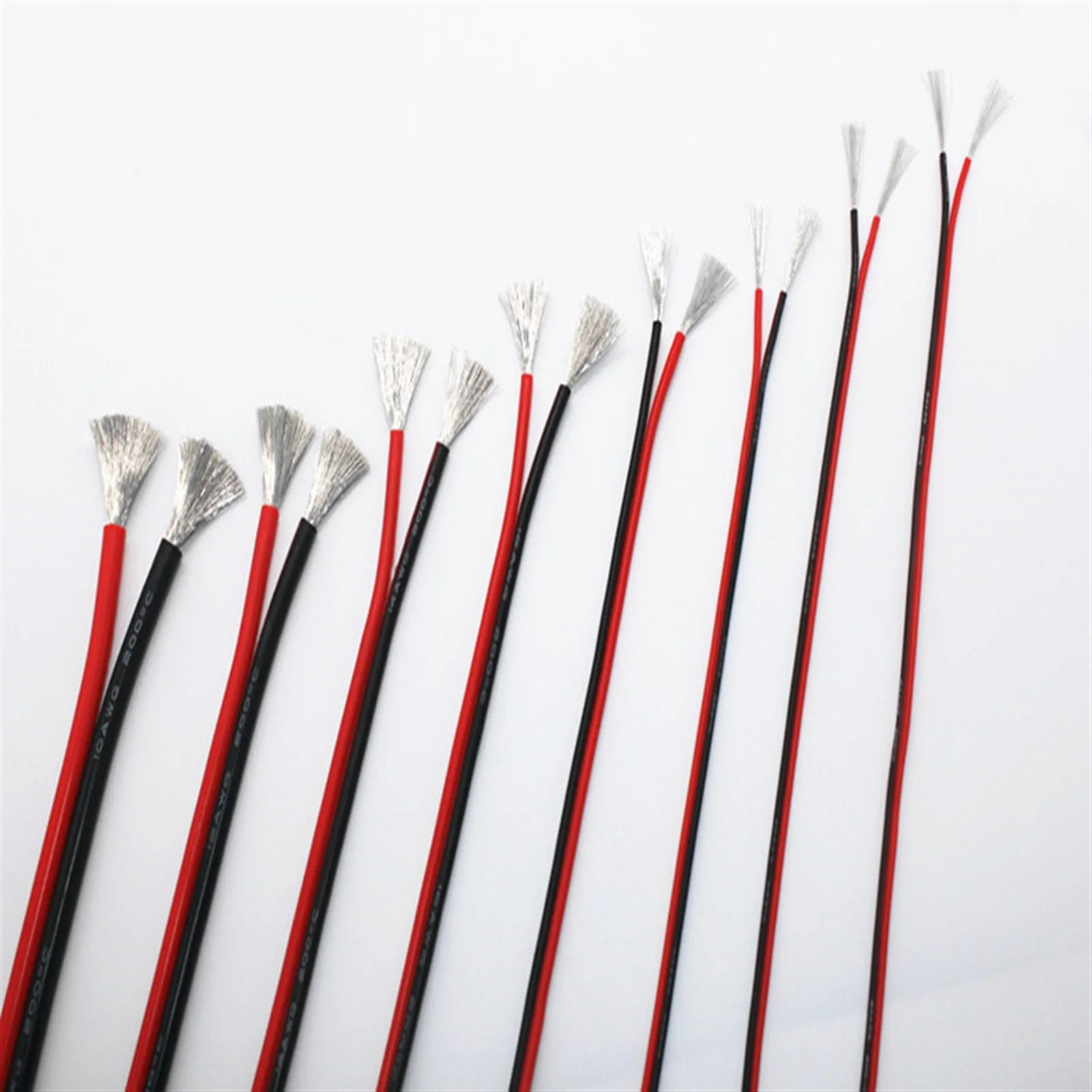 2-core Silicone Wire High Temperature Red-black Parallel Line, 10AWG 12AWG 14AWG 16AWG 18 20AWG, Conductor Tinned Copper Wire