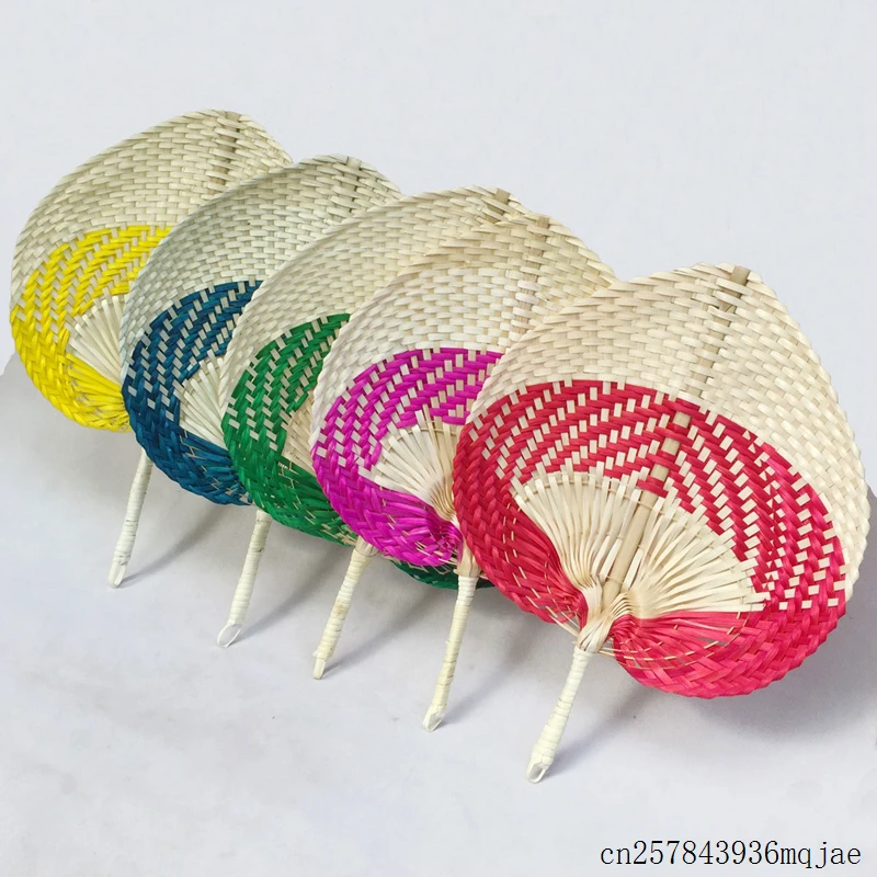 50pcs Dance Straw Hand Fans Bamboo Weaving Banana Fan Hand-woven Fan