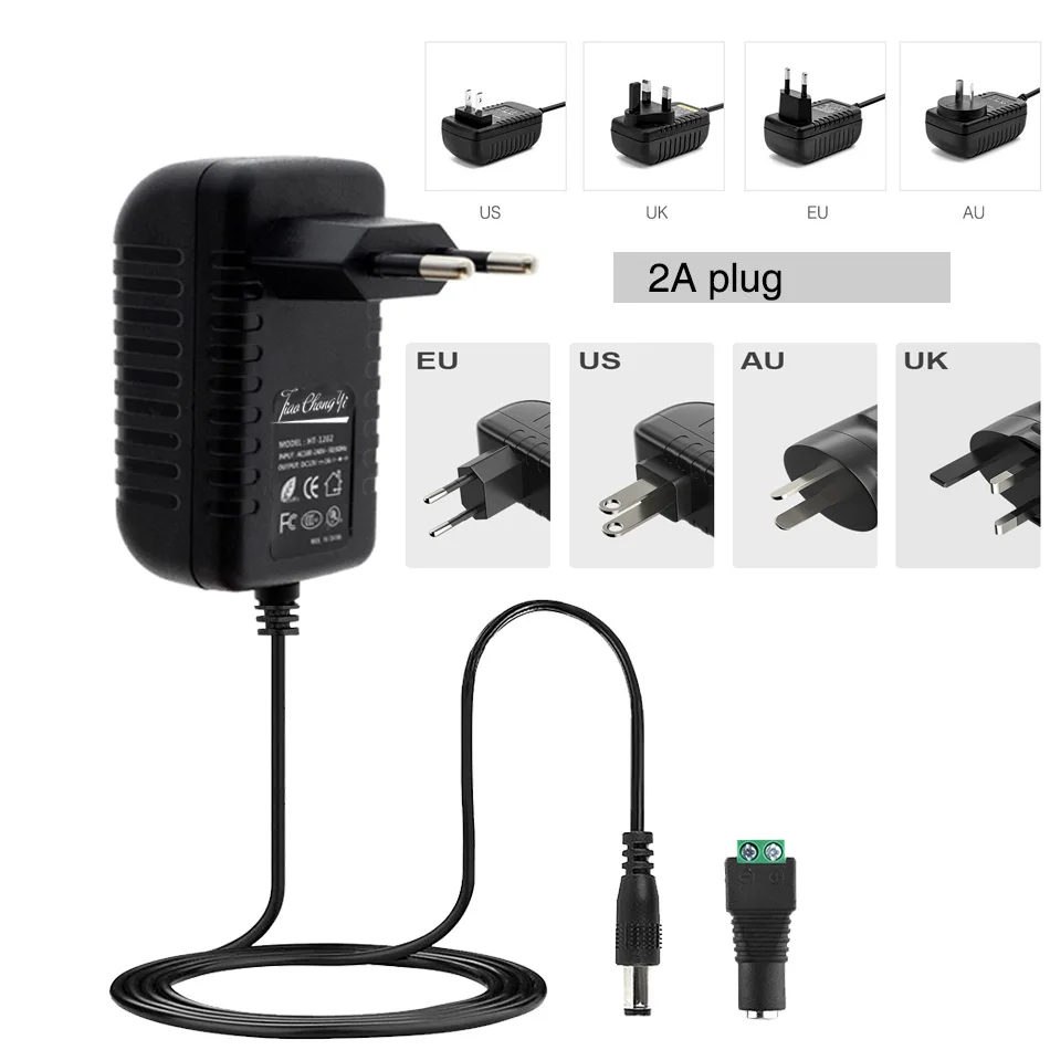 100-240V 24W 2A LED Power Converter Adapter Supply EU US UK AU Plug AC to DC 12V 2A Lighting Transformers For LED Strip Light